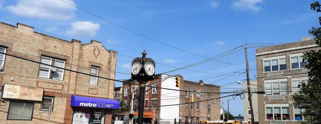 The town clock at Anderson Avenue and Kennedy Drive in Fairview, New Jersey