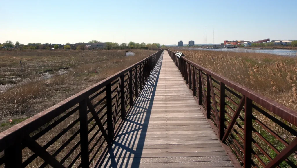 The Mill Creek Point boardwalk over the Meadowlands marsh in Secaucus, New Jersey